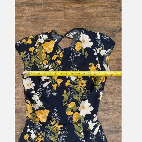 Reformation Navy and Yellow Floral Midi Dress - Picture 7 of 7
